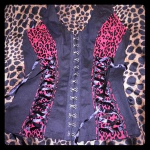 NWT Red Leopard Halter Corset Medium